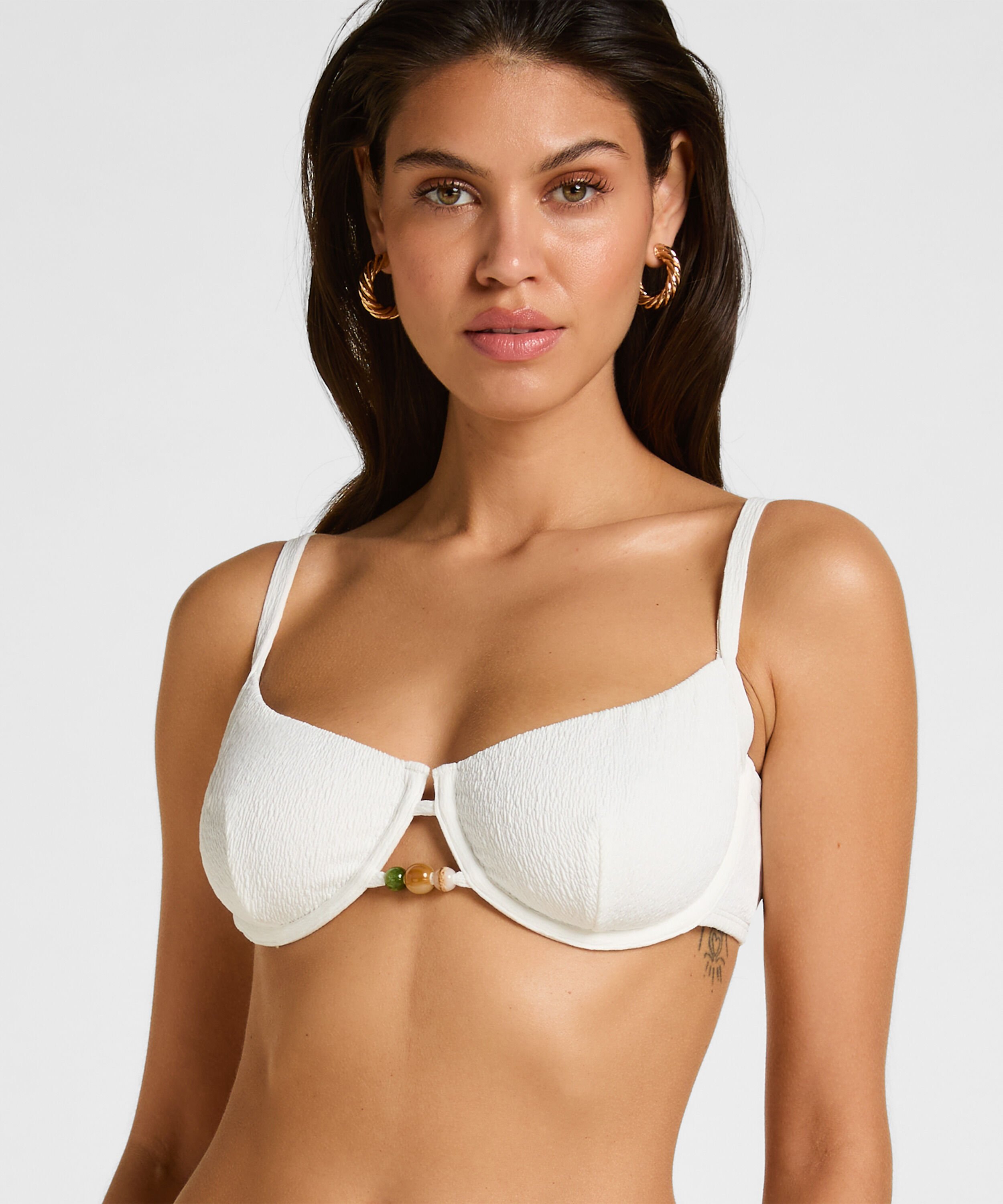 Haut de Bikini à Armatures Non Rembourré Crinkle, Blanc Haut de Bikini à Armatures Non Rembourré Crinkle, Blanc