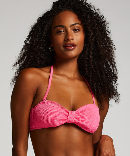 Bandeau bikinitop Crinkle, Roze