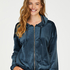 Jacket hoodie velours, Blauw