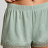 Short en velours &agrave; dentelle, Vert