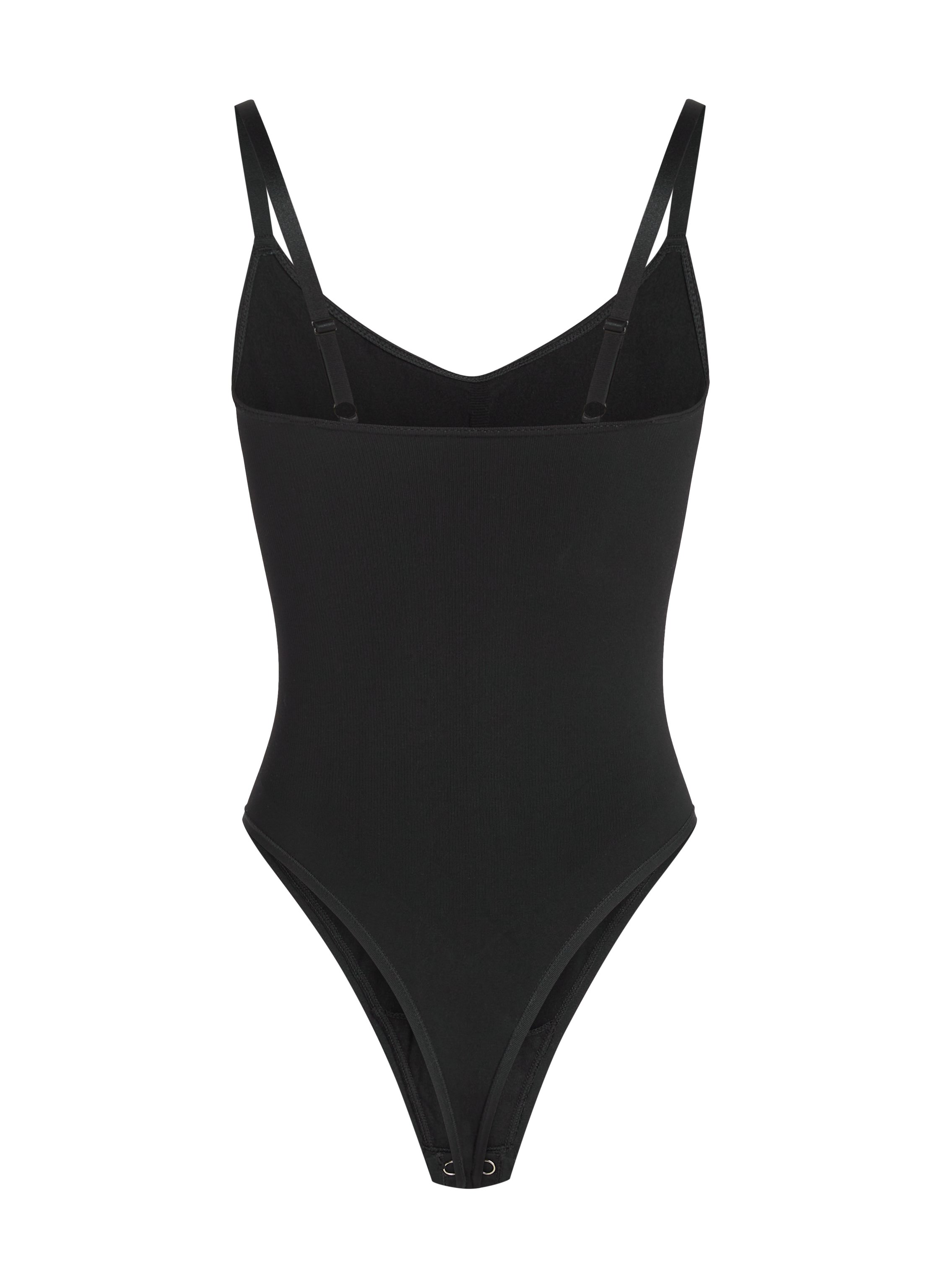 Body à jambe haute sans couture mise en forme, Noir, main