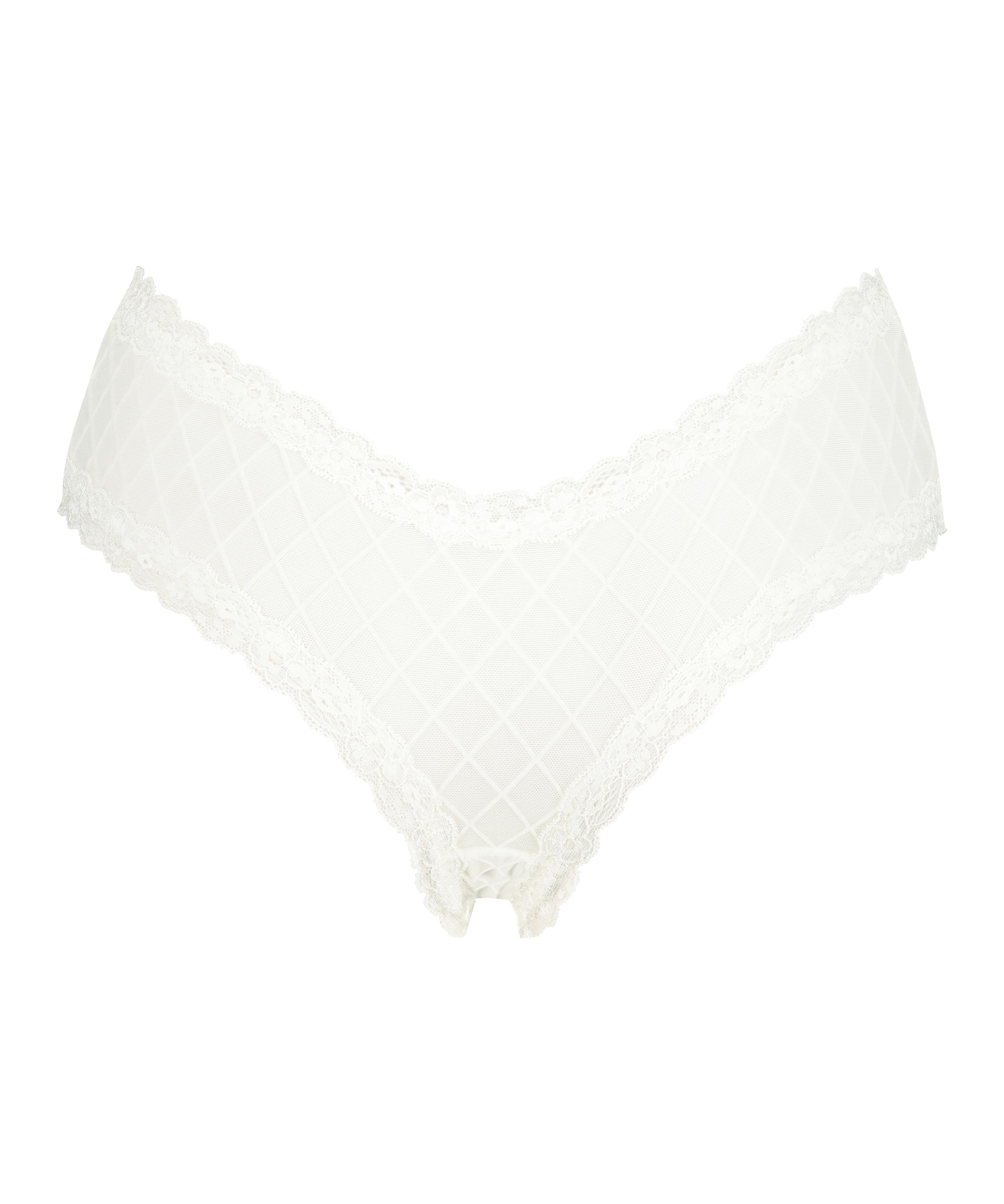 Slip br&eacute;silien V-shape mesh, Blanc, main