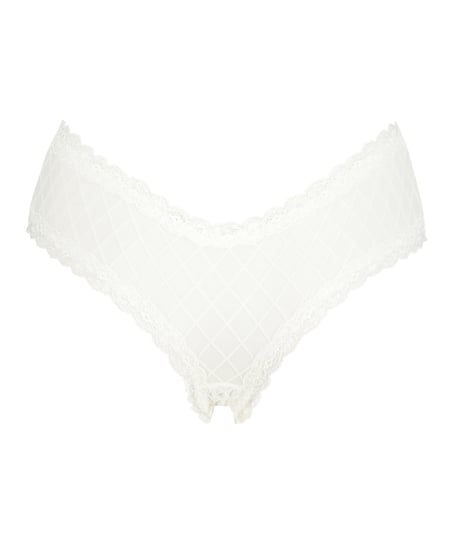 Slip br&eacute;silien V-shape mesh, Blanc