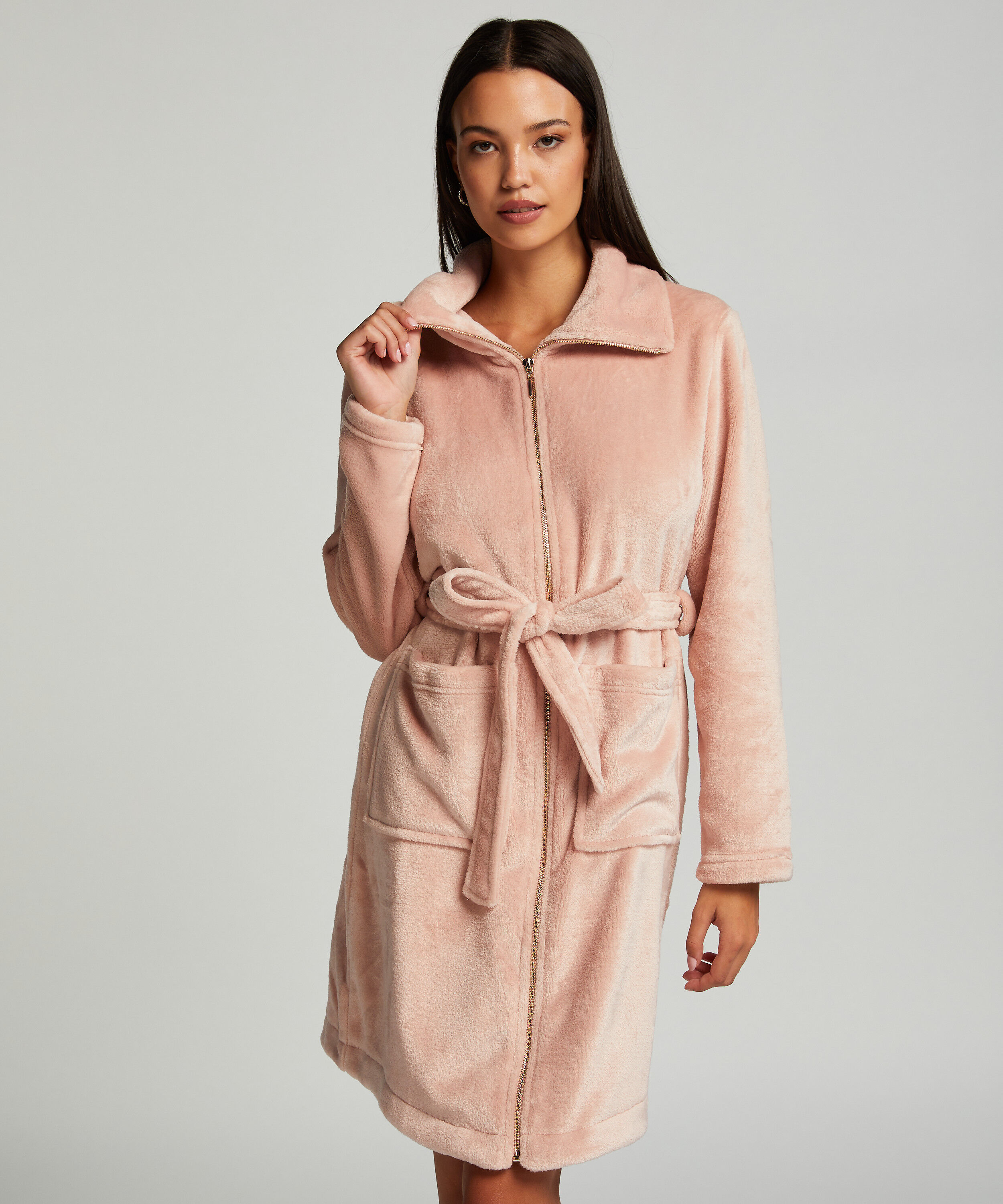 Badjas Zip fleece, Roze