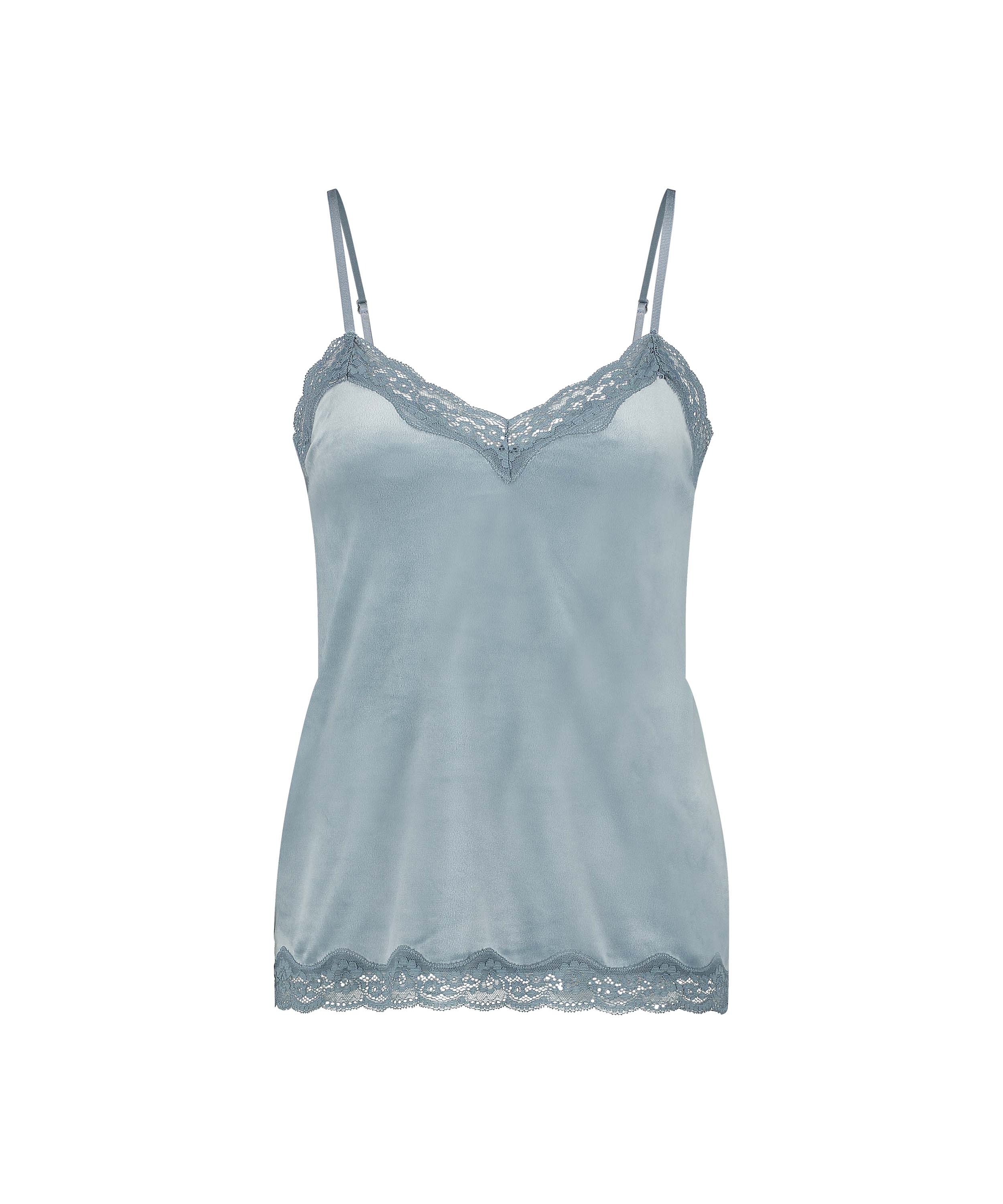 Cami top Velours Lace, Blauw, main