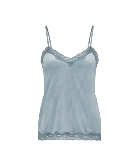 Cami top Velours Lace, Blauw