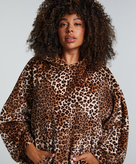 Flannel Fleece Hoodie, Beige