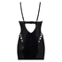 Slip dress mesh lace-up, Noir