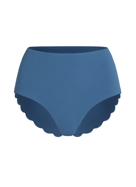 Scallop Bikinibroekje met Hoge Taille, Blauw
