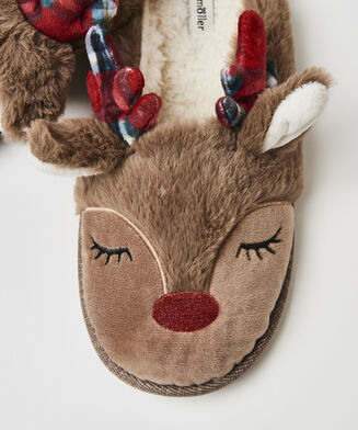 Huisslippers Rendier, Grijs