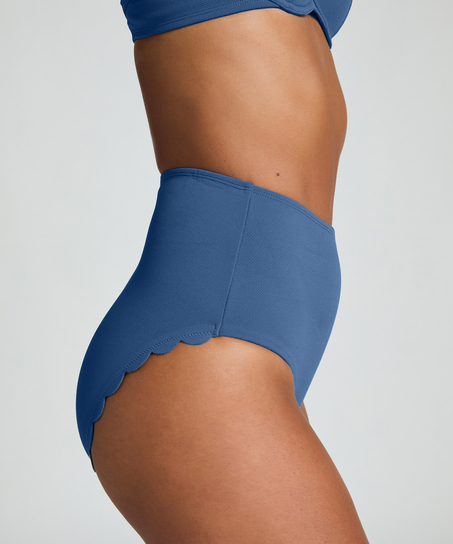 Scallop Bikinibroekje met Hoge Taille, Blauw