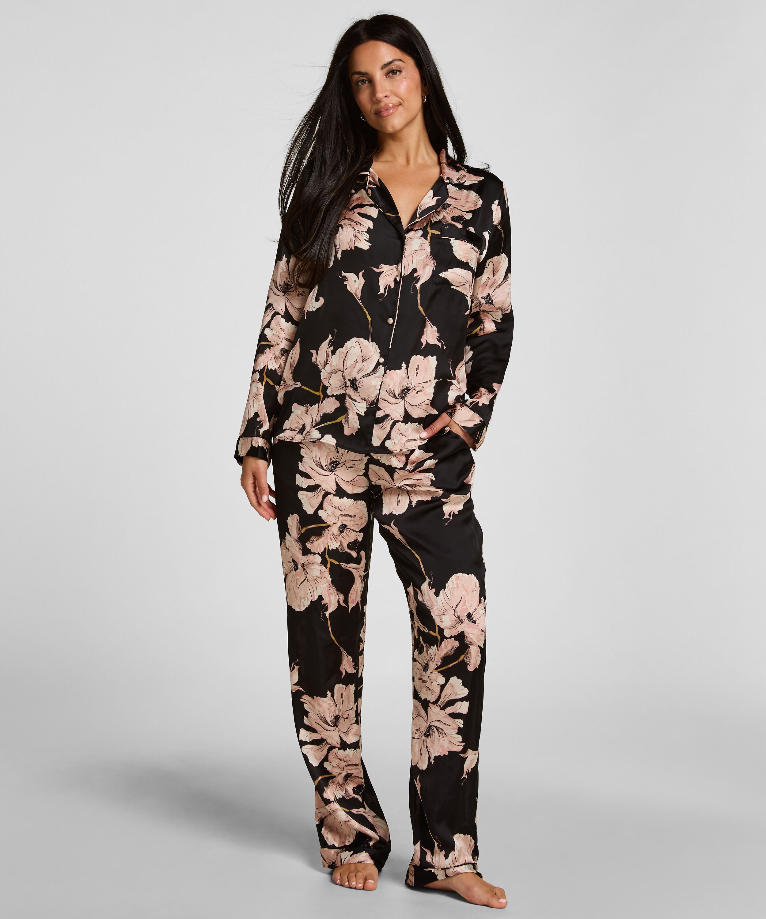Pantalon de pyjama Flower, Noir