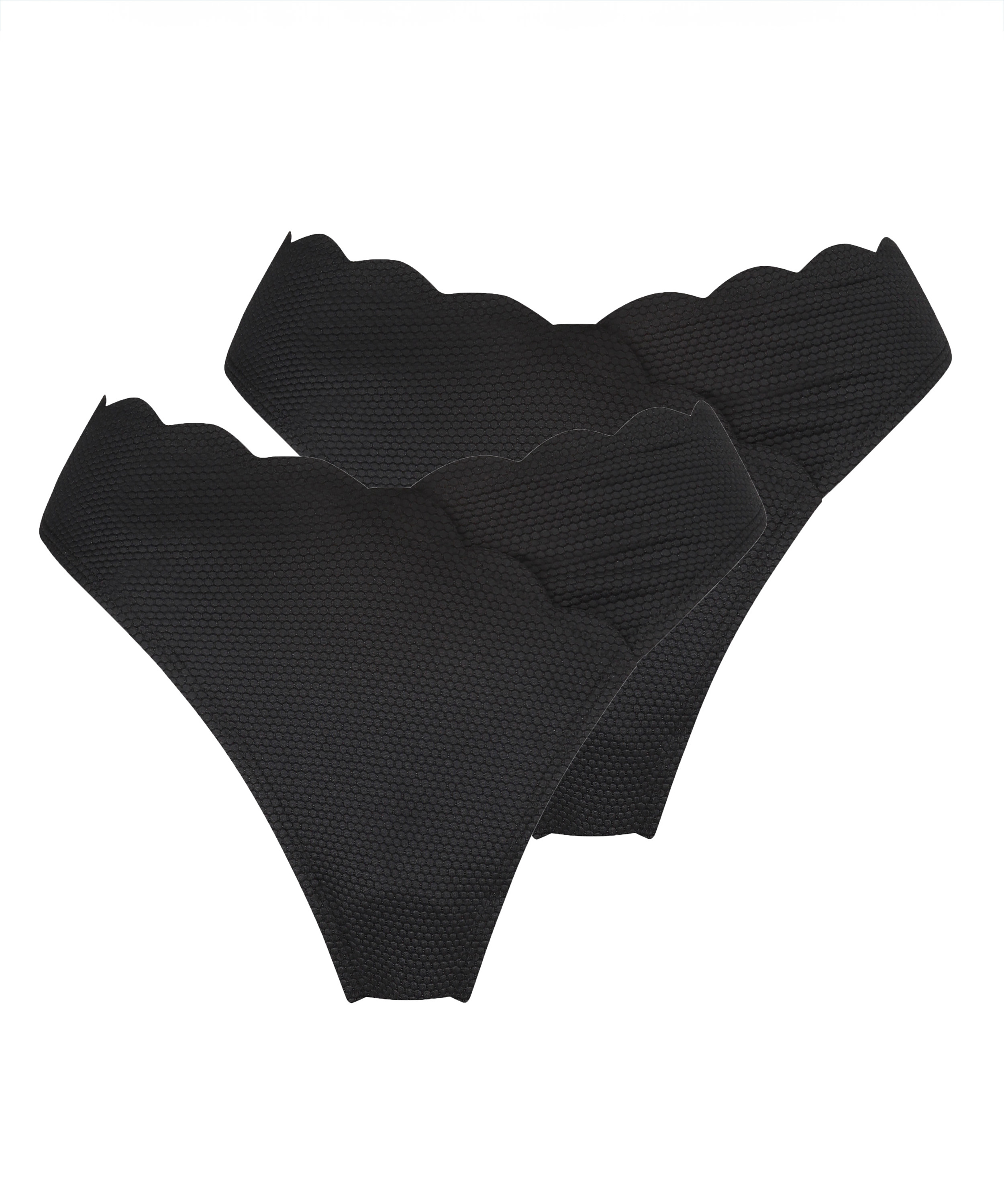2-pack bikinibroekje Scallop, Zwart, main