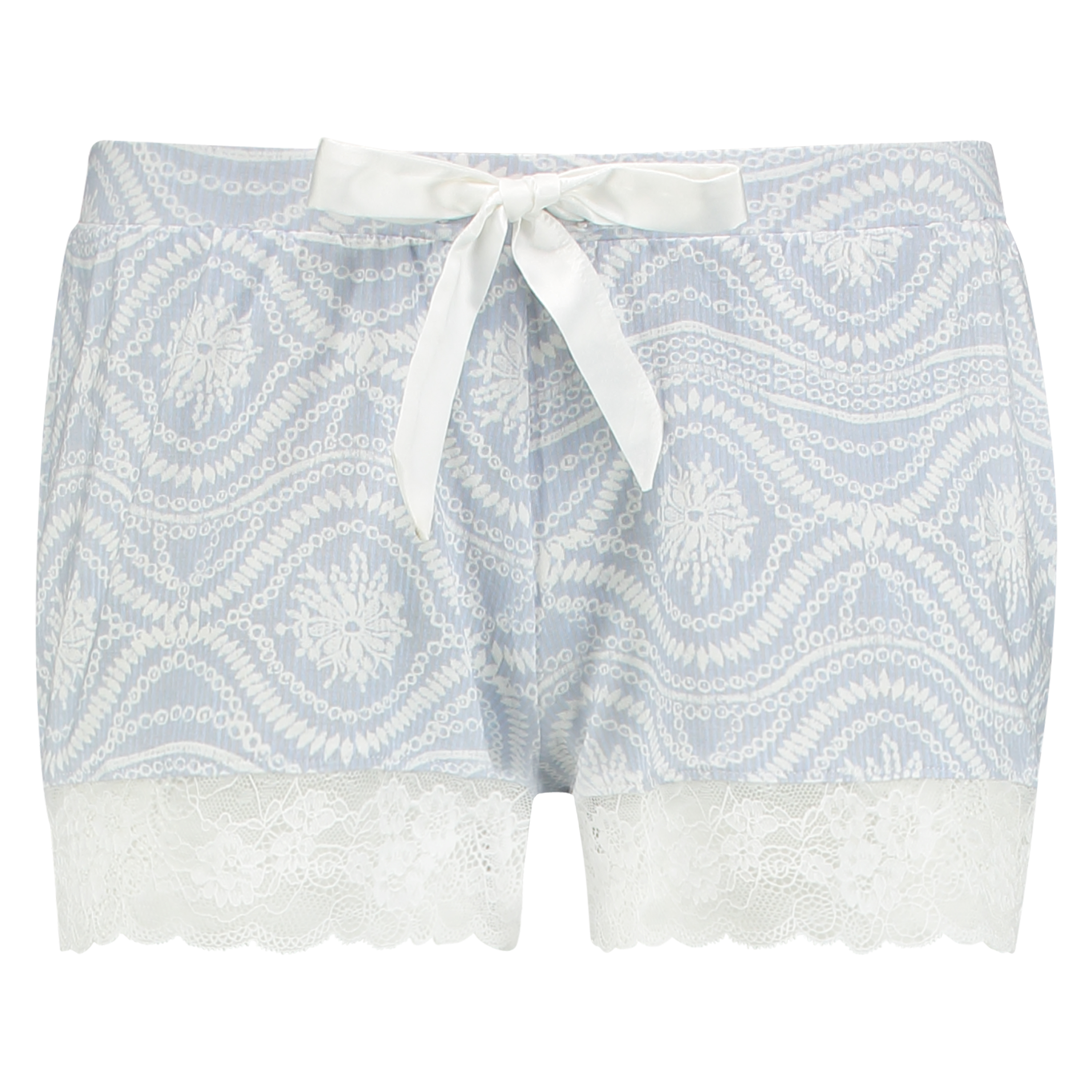 Pyjama short Jersey lace, Blauw, main