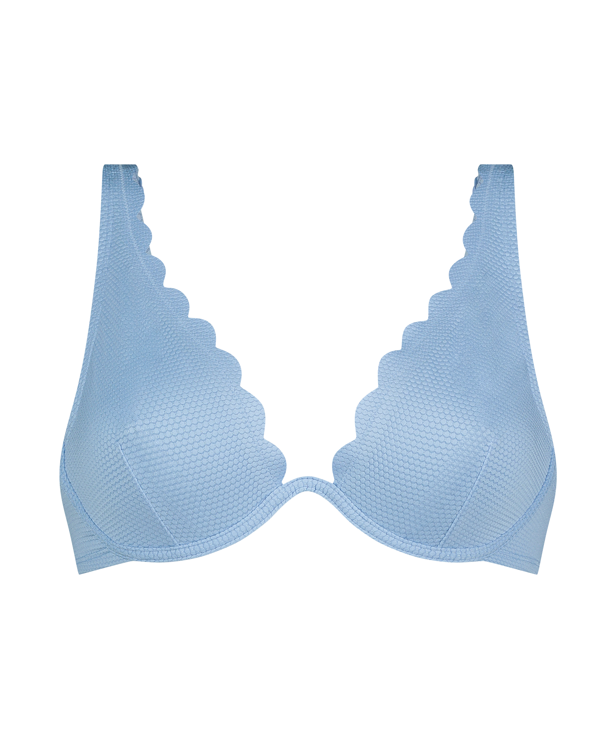 Niet-voorgevormde beugel bikinitop Scallop, Blauw, main
