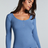 Pyjama top lange mouwen rib, Blauw