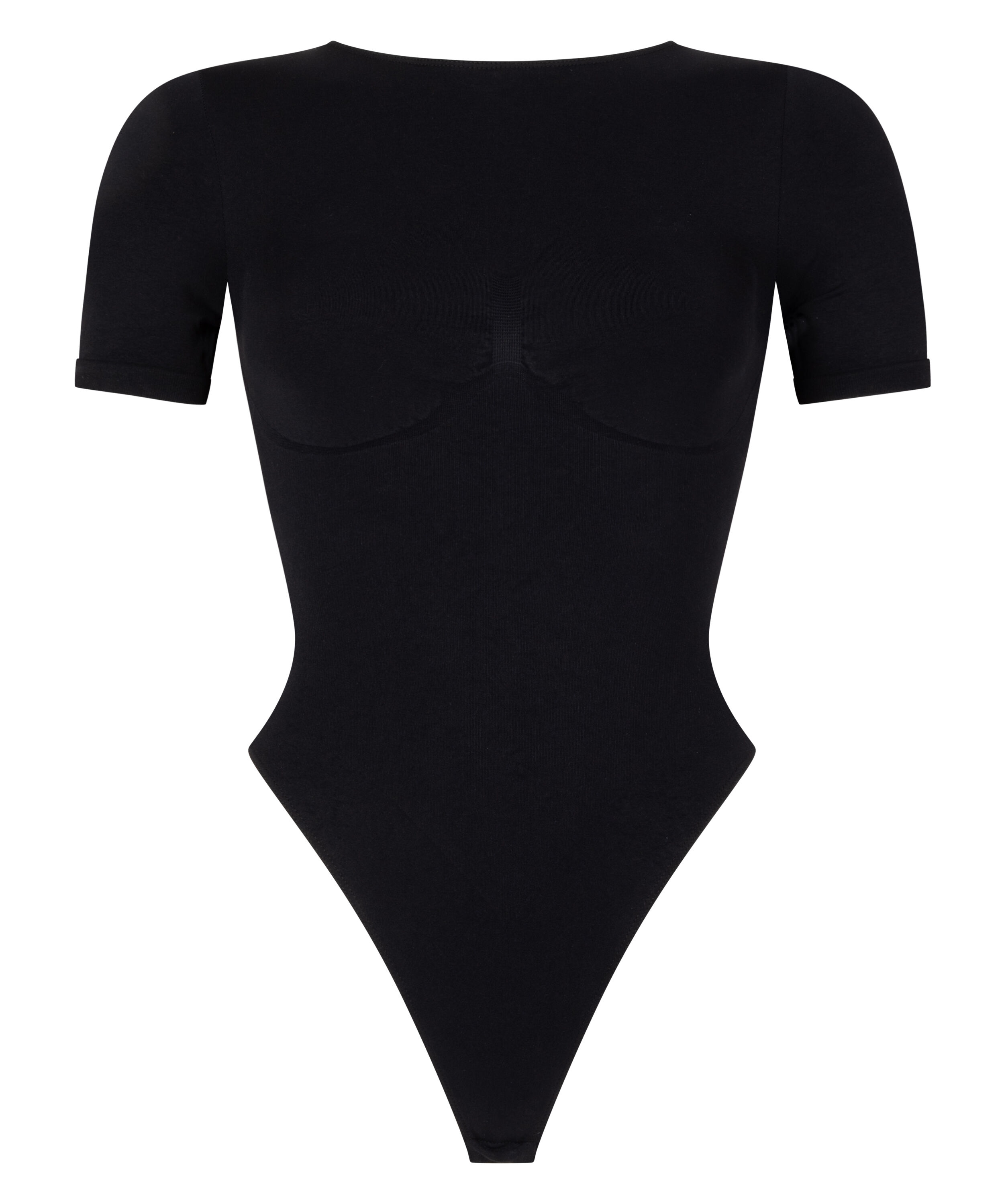 Body &agrave; manches courtes sans couture, Noir