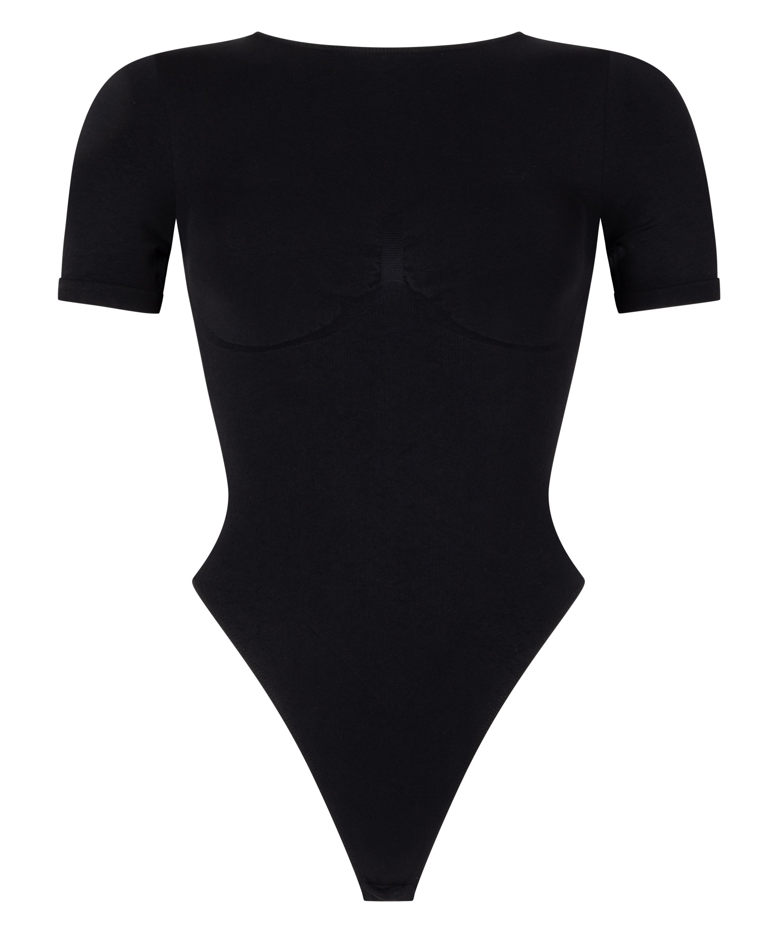 Body à manches courtes sans couture, Noir, main