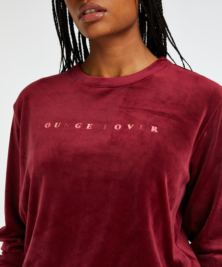 Top Velours lange mouwen, Rood