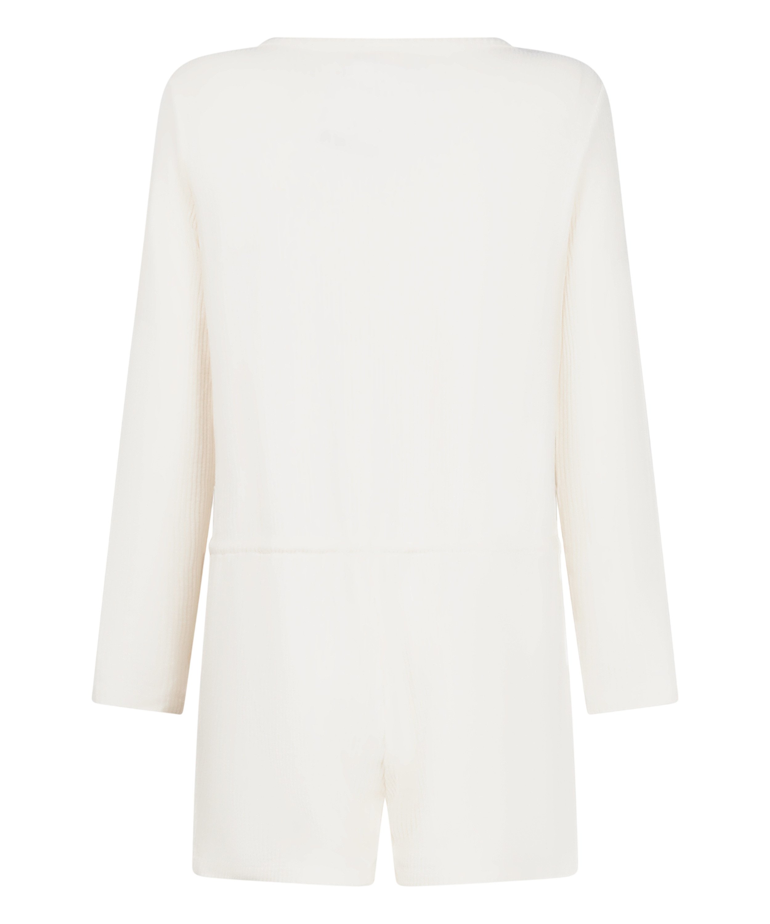 Combinaison de pyjama courte en jersey c&ocirc;tel&eacute;, Blanc, main