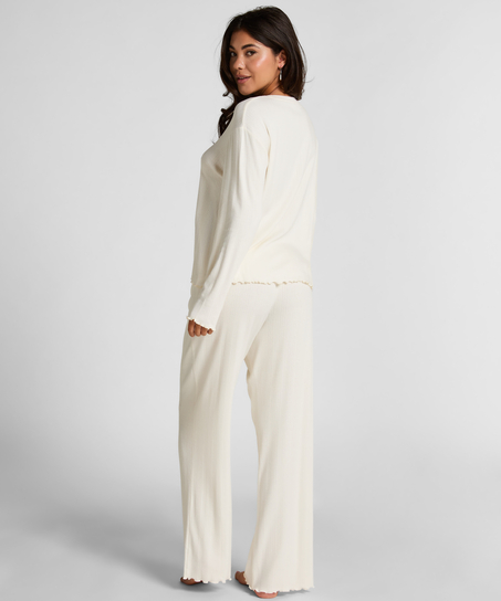 Pyjama Top Loose Pointelle, Blanc