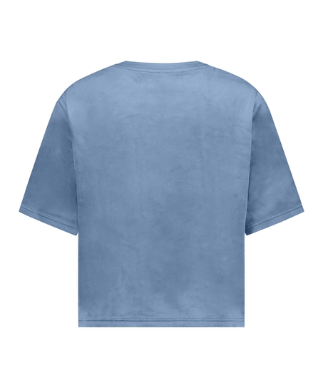 Top Velours Pocket, Blauw