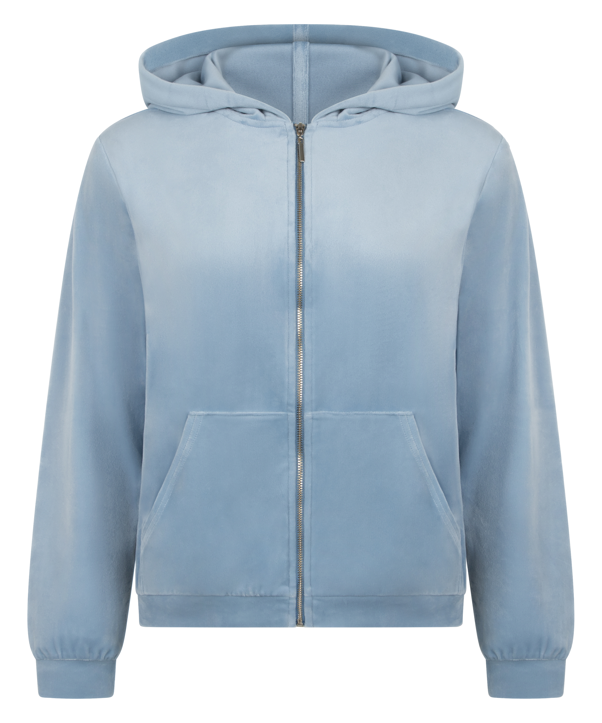 Manteau &agrave; capuche velours, Bleu, main