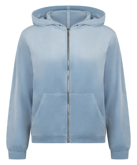 Manteau &agrave; capuche velours, Bleu