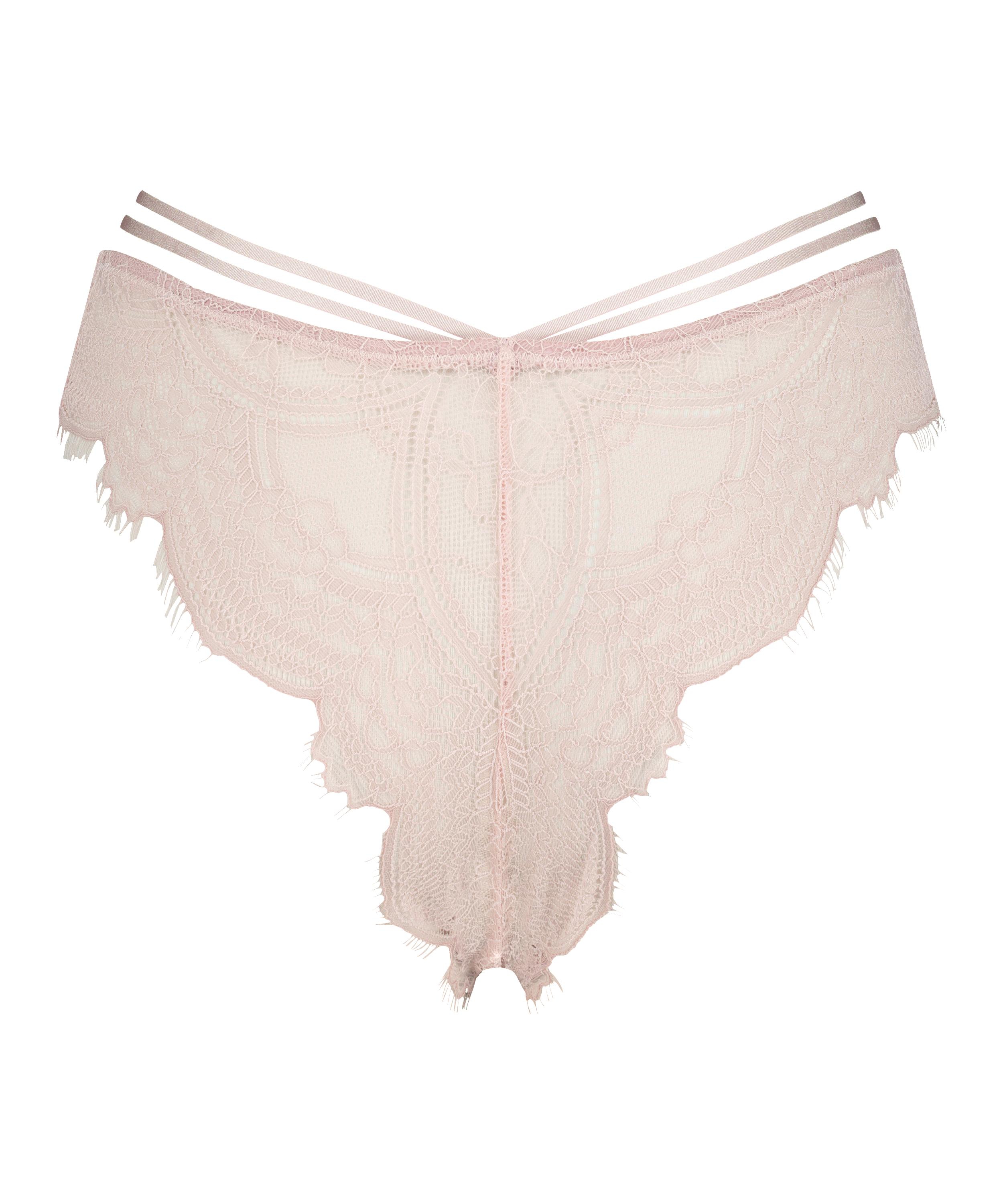 Slip brésilien échancré Sian, Pourpre, main