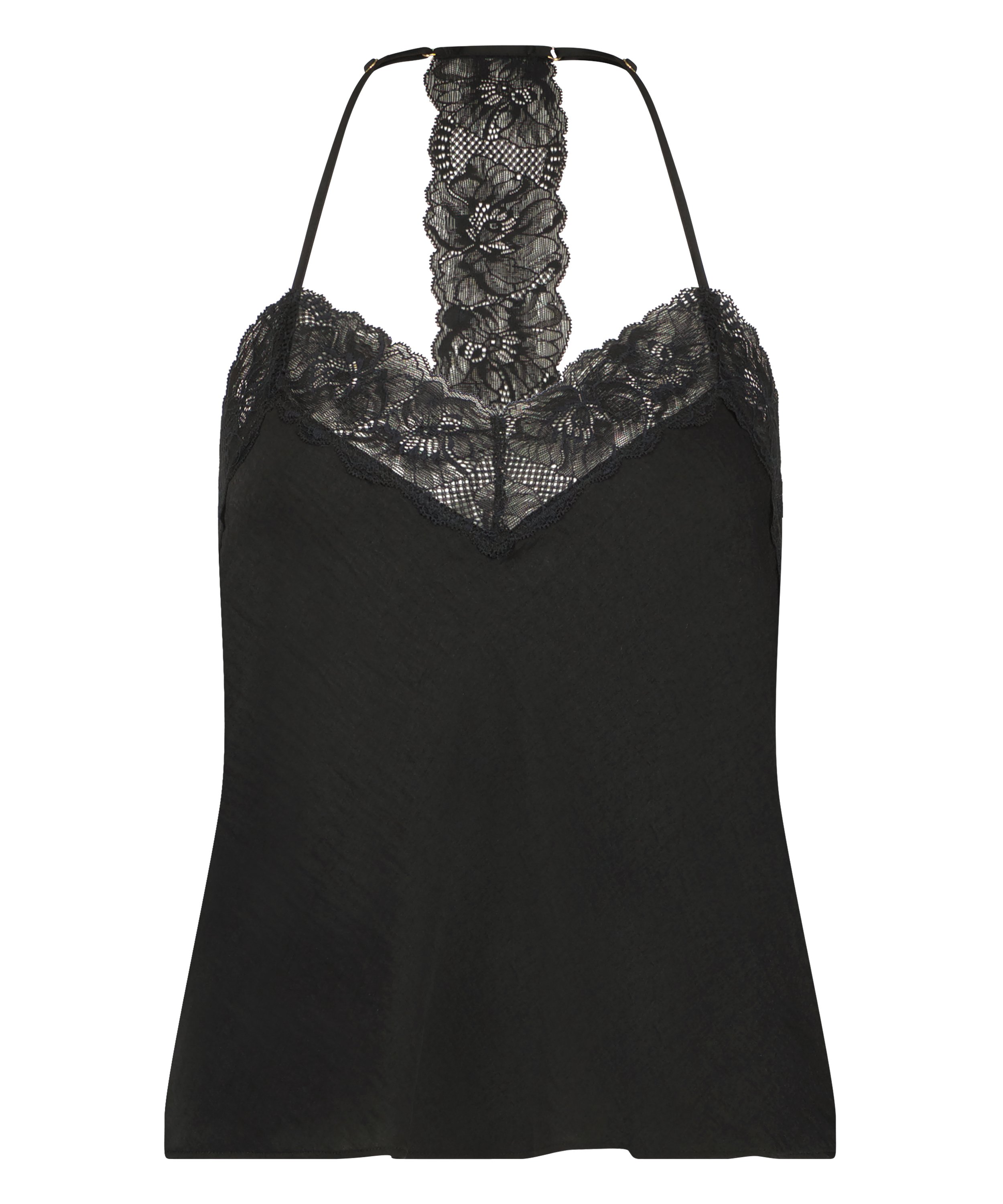 Cami top Satin, Noir, main