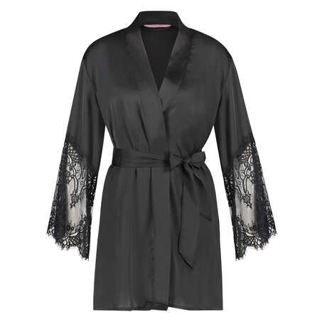 Kimono Lace Satin, Noir
