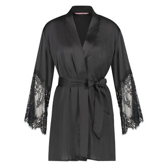 Kimono Lace Satin, Noir