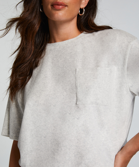 Top korte mouwen Velours, Grijs