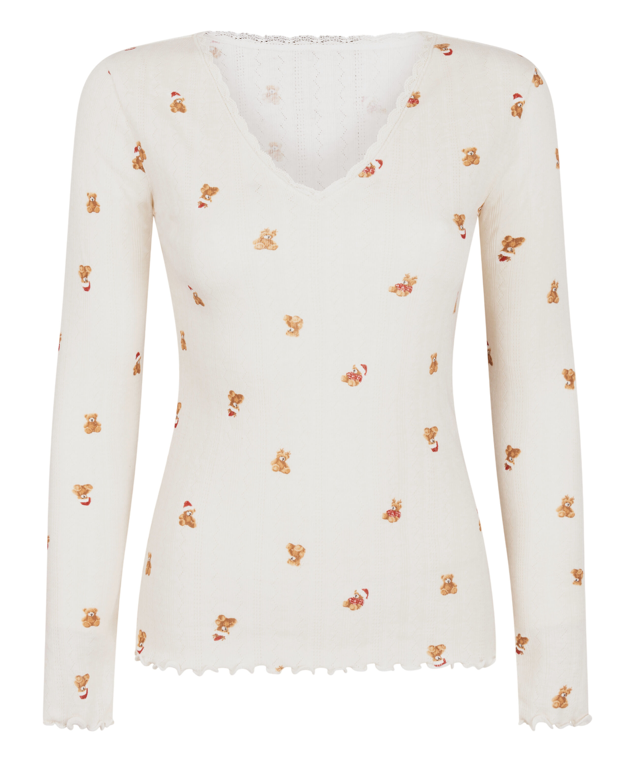 Pyjamatop Pointelle, Wit