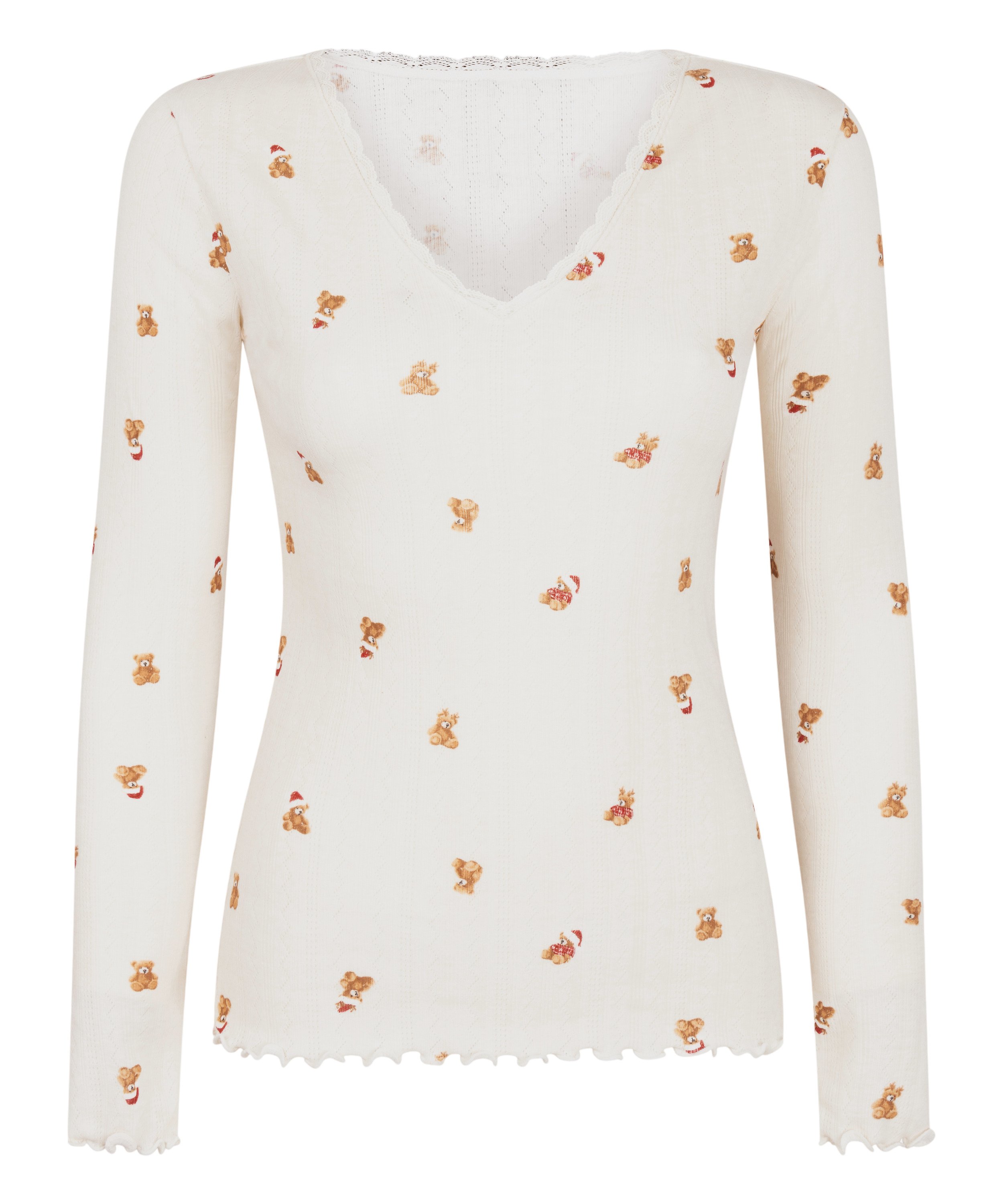 Pyjamatop Pointelle, Wit, main