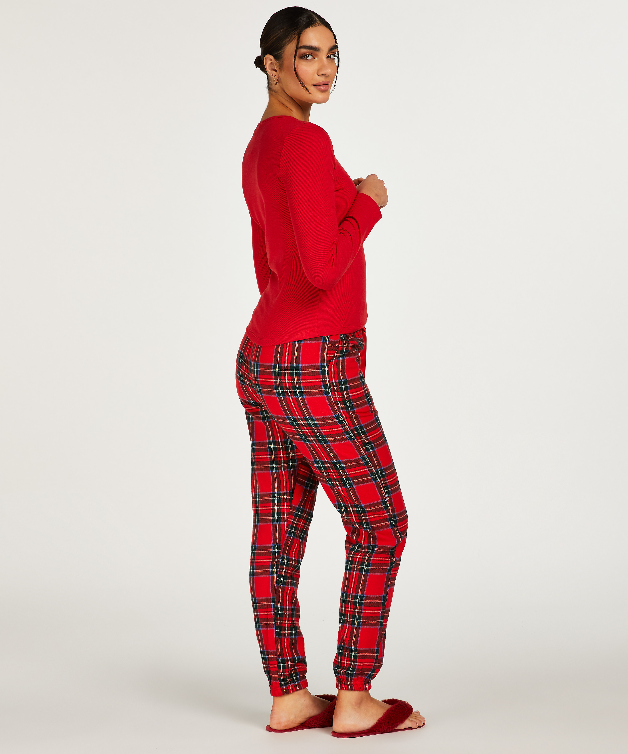 Petite pyjamabroek Flanel, Rood, main