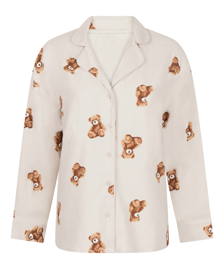 Veste en flanelle serg&eacute;e ours, Beige