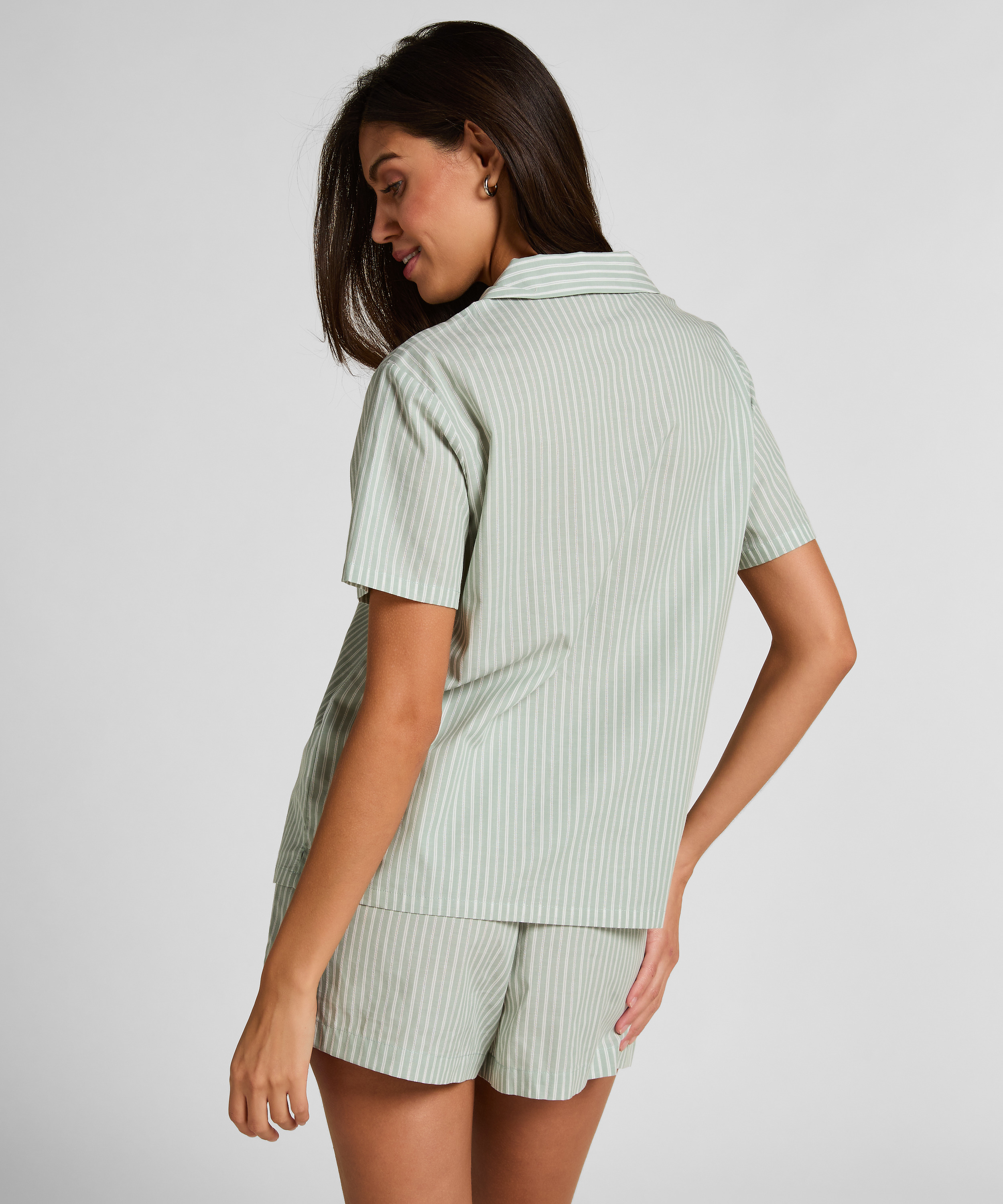 Geweven Short met Strepen, Groen, main