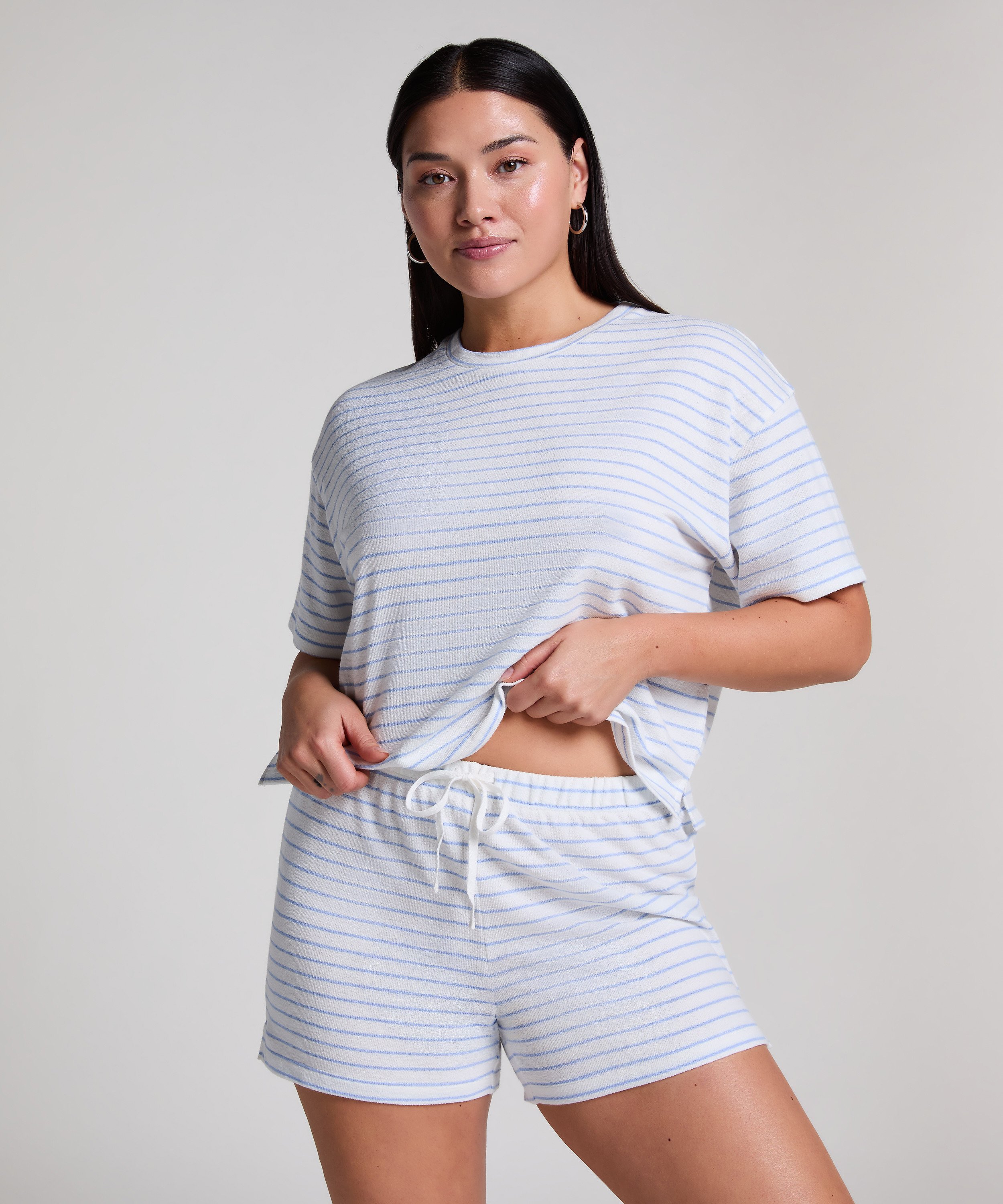 Short Coton, Bleu, main