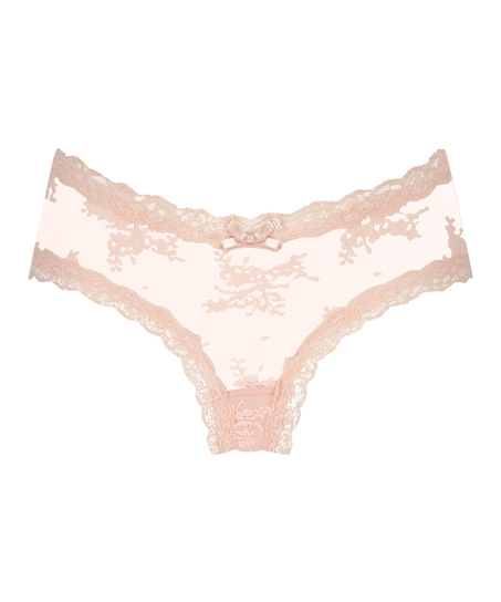 Slip br&eacute;silien V-shape mesh, Rose