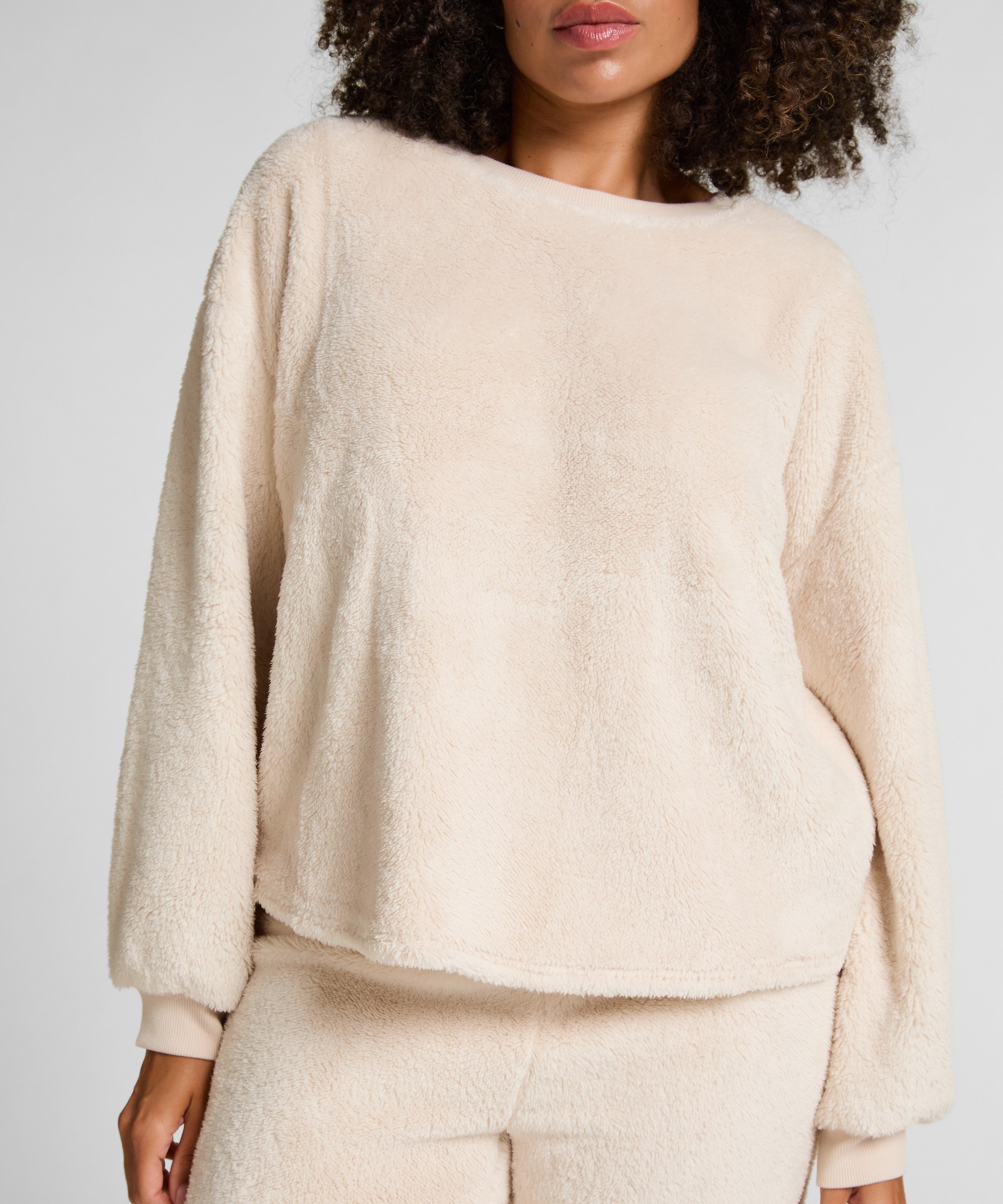 Top met lange mouwen Fluffy Fleece, Beige, main