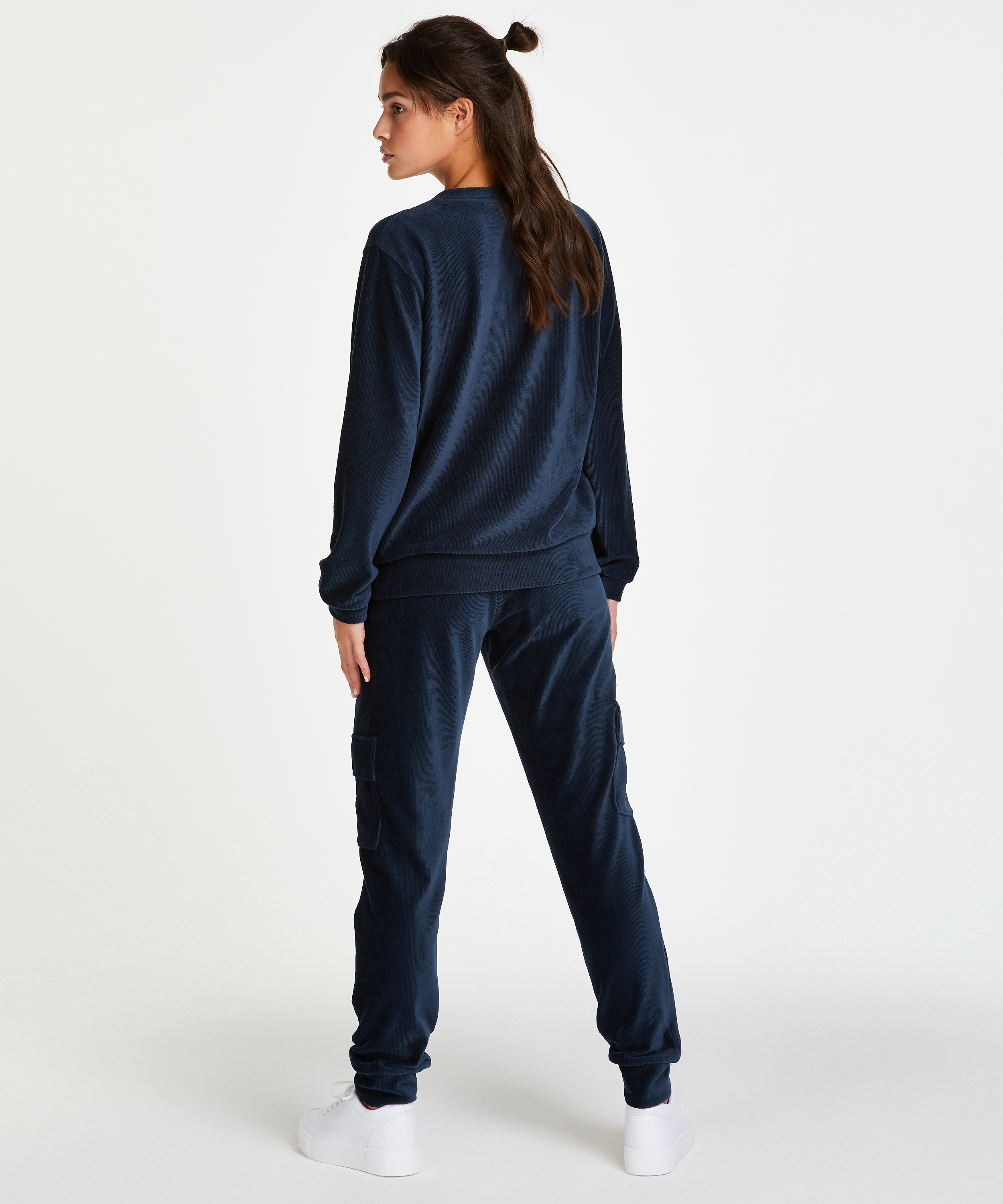 Top velours manches longues, Bleu, main