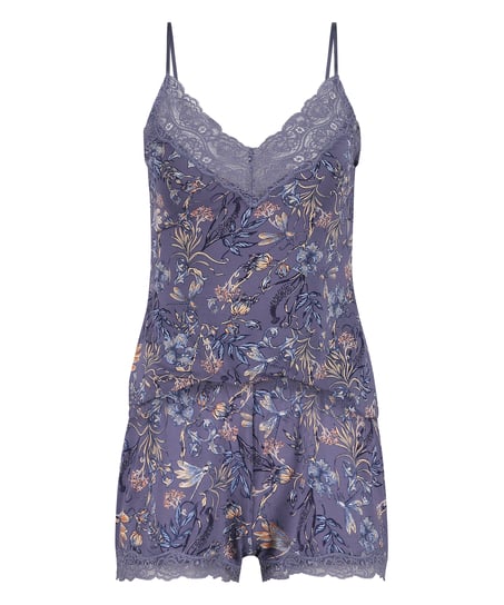 Korte pyjama set, Blauw