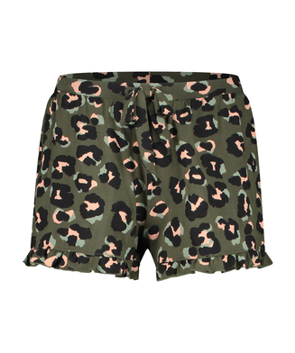 Shorts Jersey Leopard Ruffle, Groen