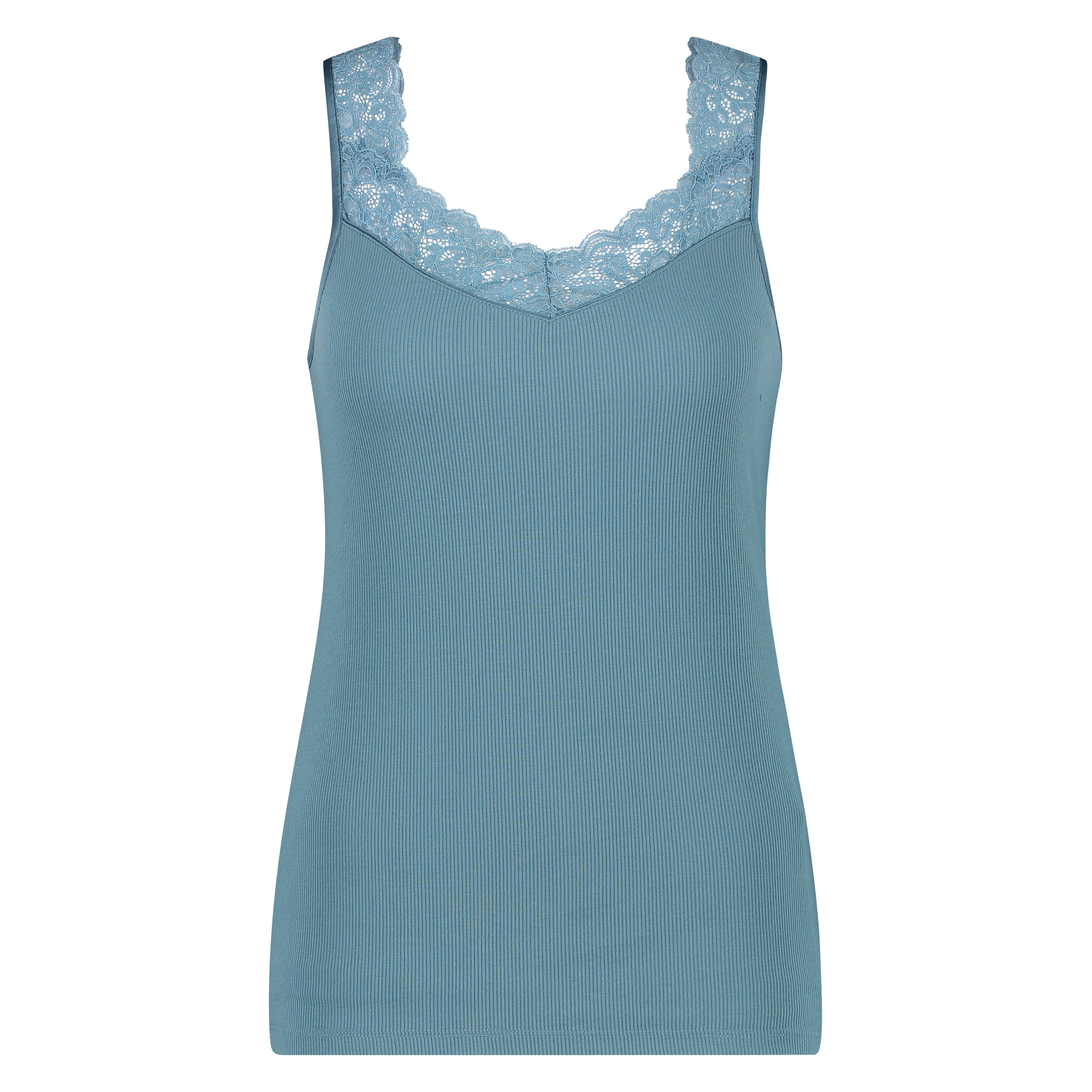 Singlet Rib Lace, Groen, main
