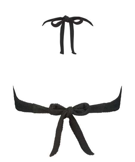 Bandeau bikinitop Crinkle, Zwart