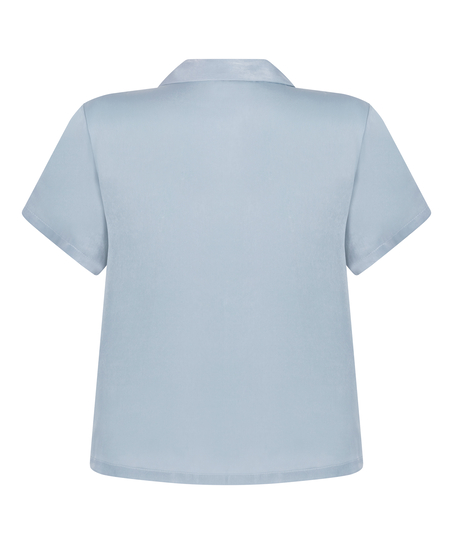 Veste &agrave; manches courtes en satin, Bleu