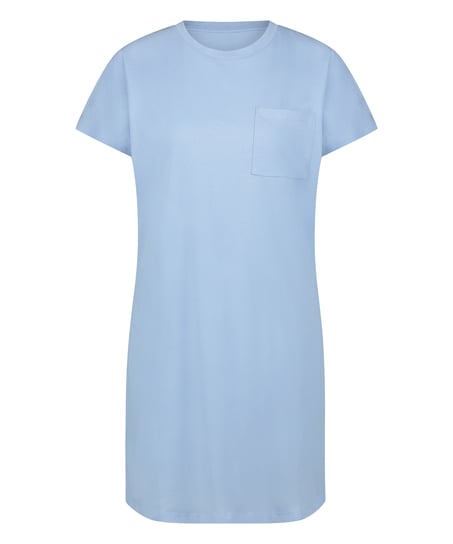 Chemise de nuit col rond, Bleu
