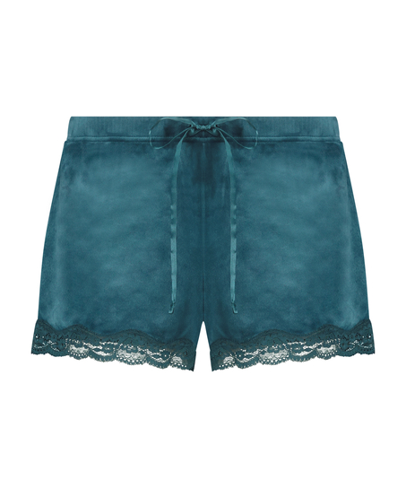 Shorts Velours Lace, Blauw