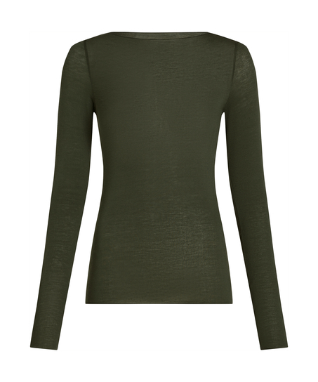 super soft Boothals shirt met Cashmere, Groen